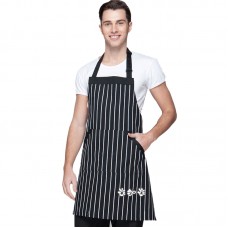 黑白條橫黑條全身廚師圍裙-長度約78公分
